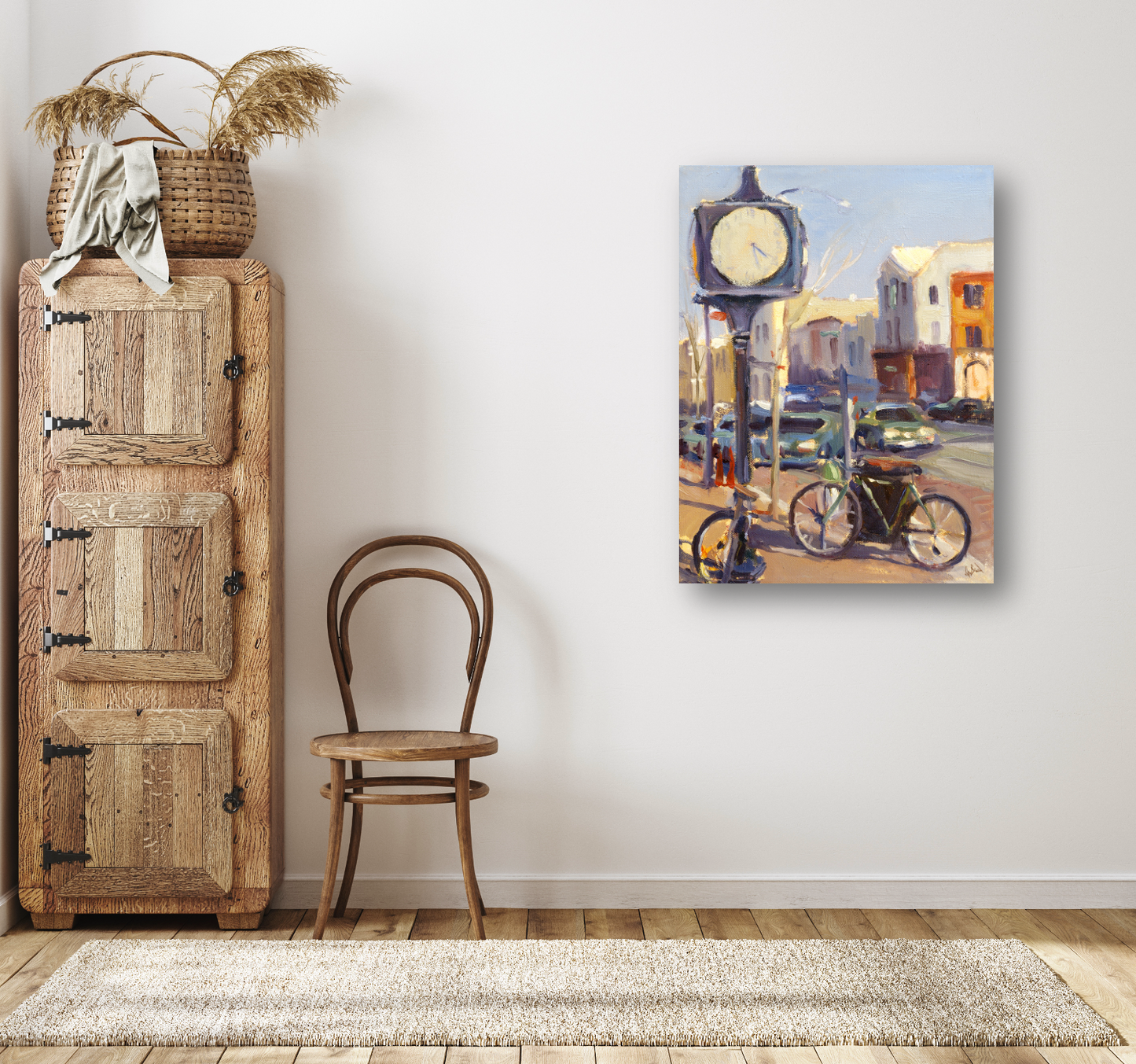 Downtown Clock Enhanced Canvas Print