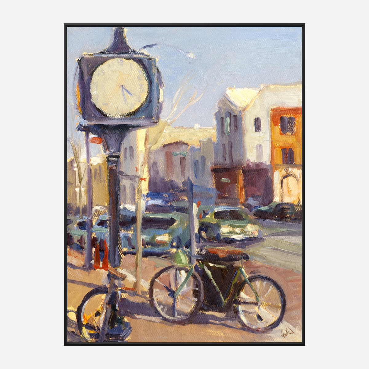 Downtown Clock Enhanced Canvas Print