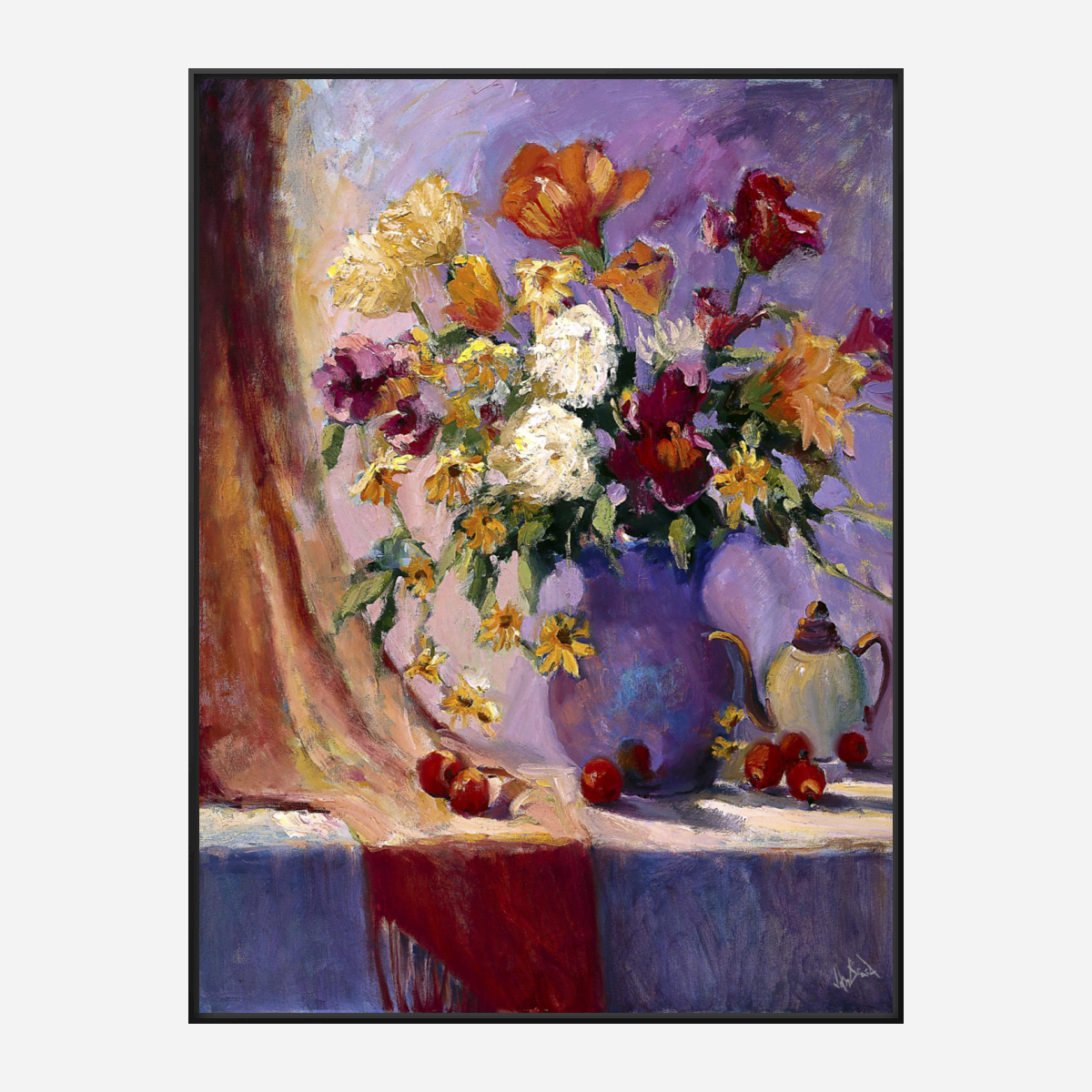 Flowers Still Life Artist Enhanced Canvas Print