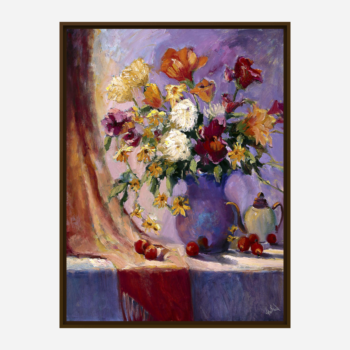 Flowers Still Life Artist Enhanced Canvas Print