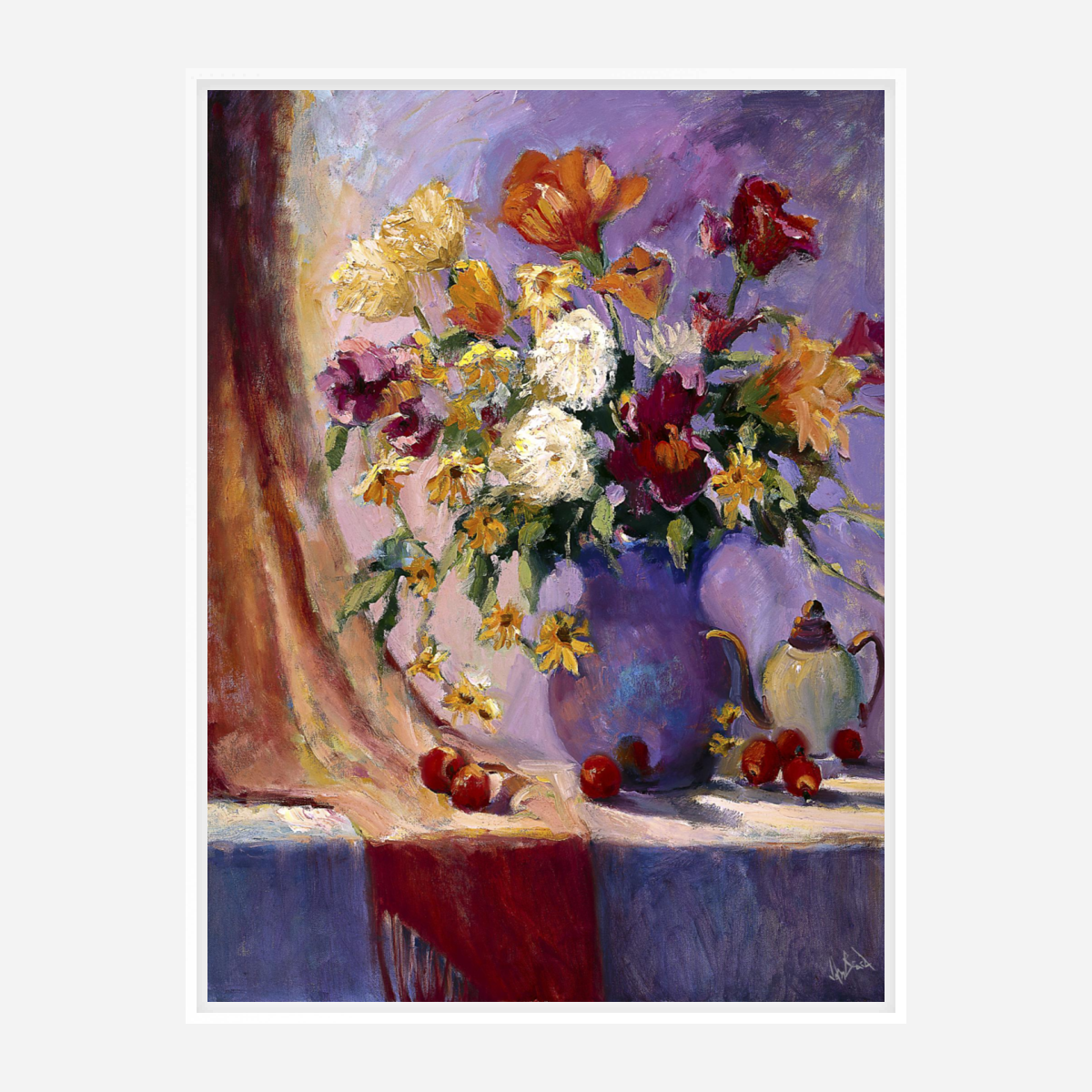 Flowers Still Life Artist Enhanced Canvas Print