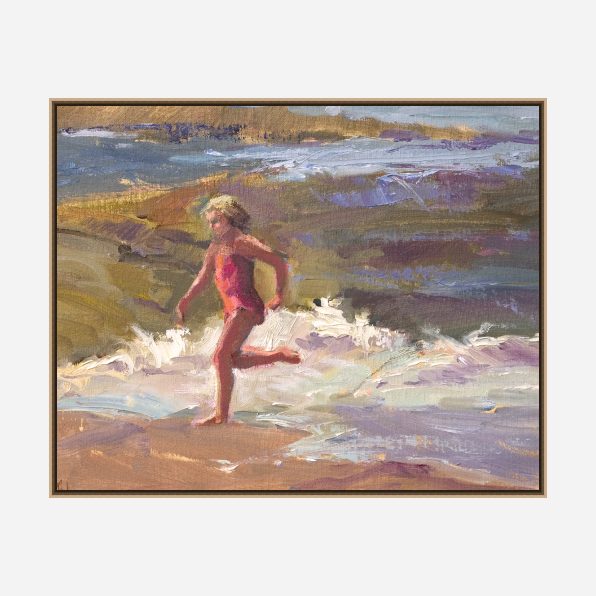 Girl in the Surf Artist Enhanced Canvas Print