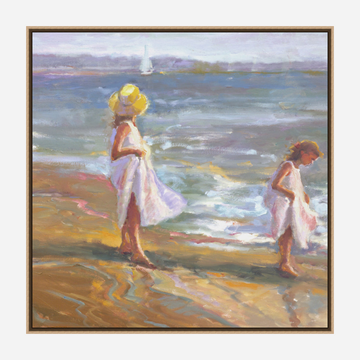 Girls on the Beach Artist Canvas Enhanced Print