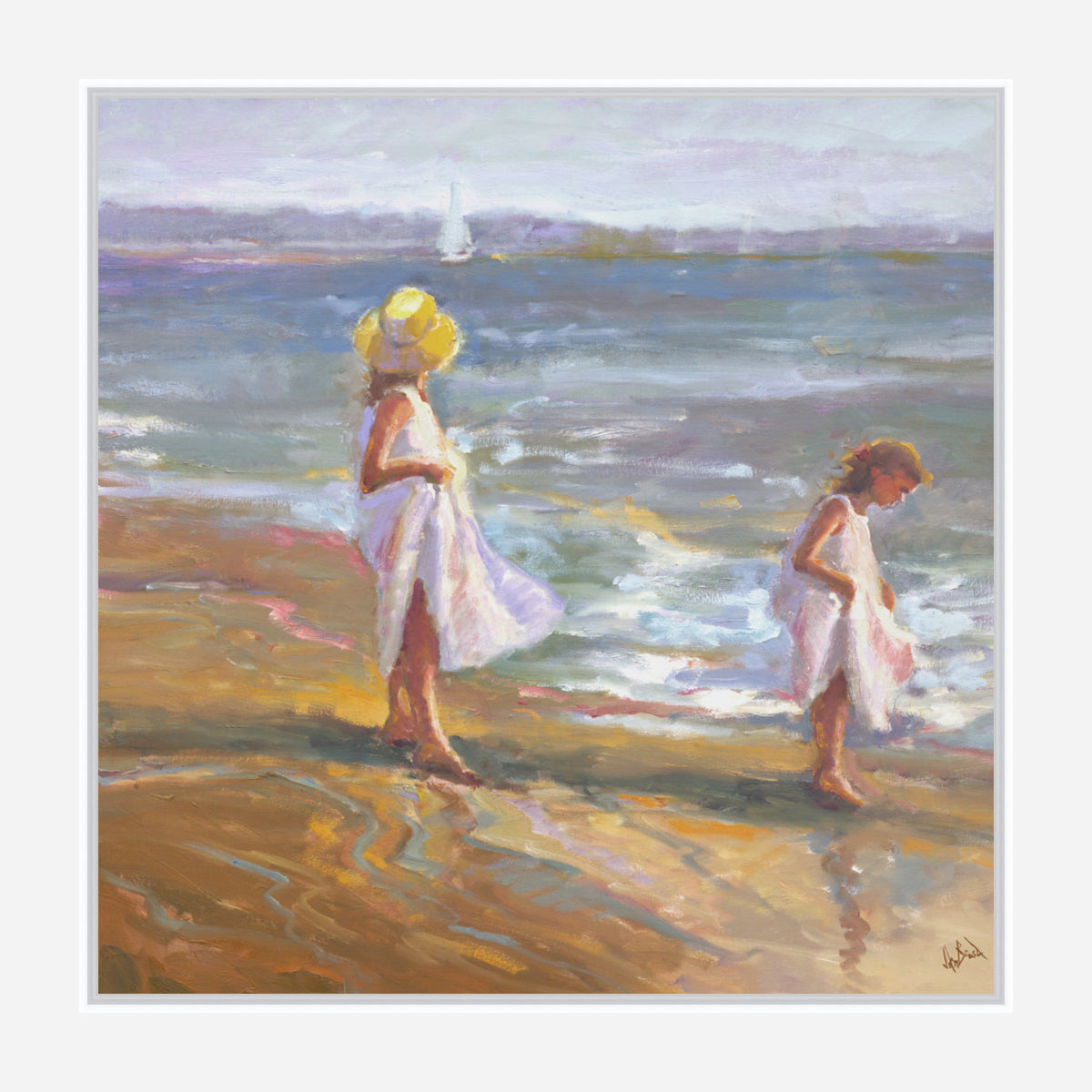 Girls on the Beach Artist Canvas Enhanced Print