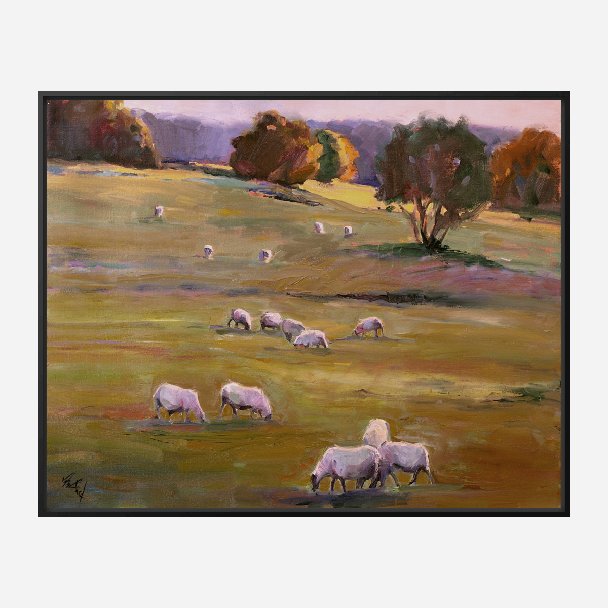 Grazing at Sunset Artist Enhanced Canvas Print