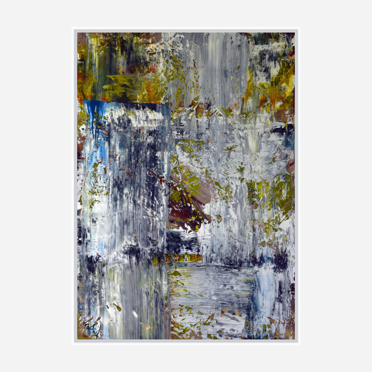 Grey and Green Artist Enhanced Canvas Print