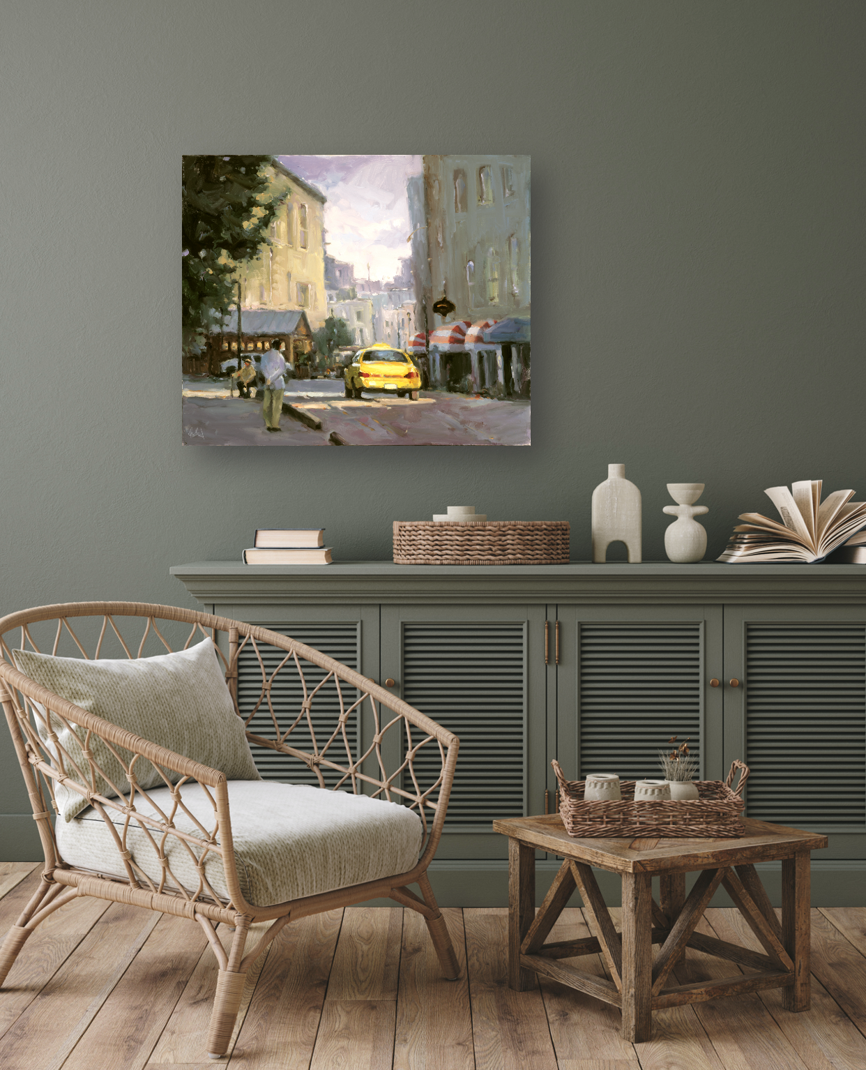 Hey Taxi Artist Enhanced Canvas Print