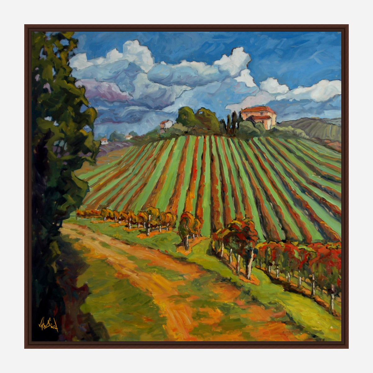 Hillside Vineyard Artist Canvas Enhanced Print