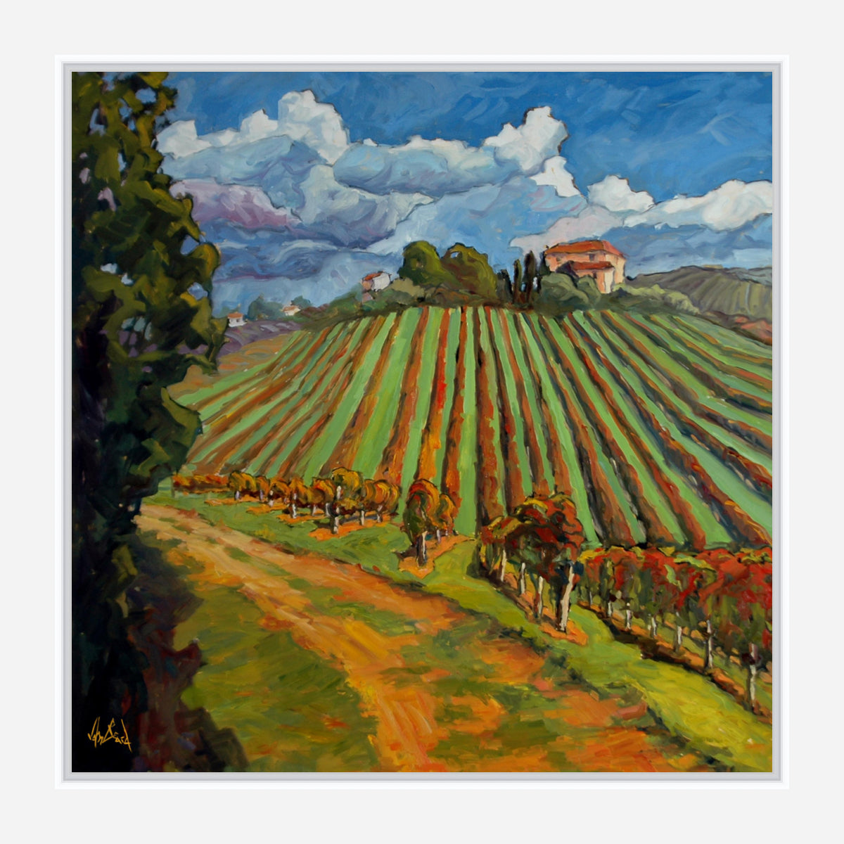 Hillside Vineyard Artist Canvas Enhanced Print