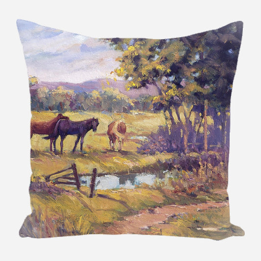 Horses by the Pond Pillow