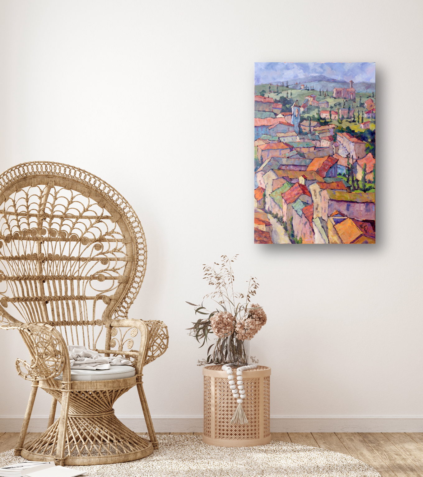 Italian Village Artist Enhanced Canvas Print