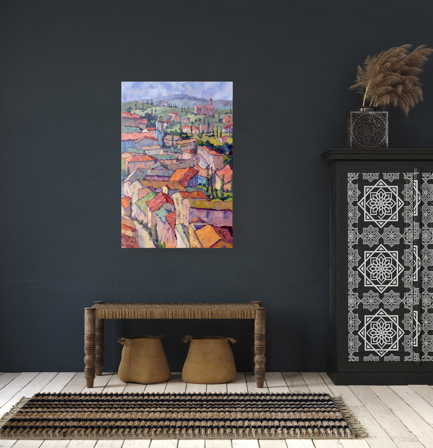 Italian Village Artist Enhanced Canvas Print