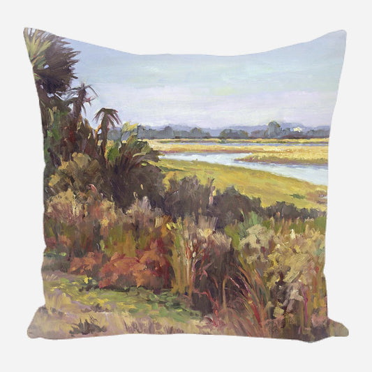 Kiawah Marsh with Palms Pillow