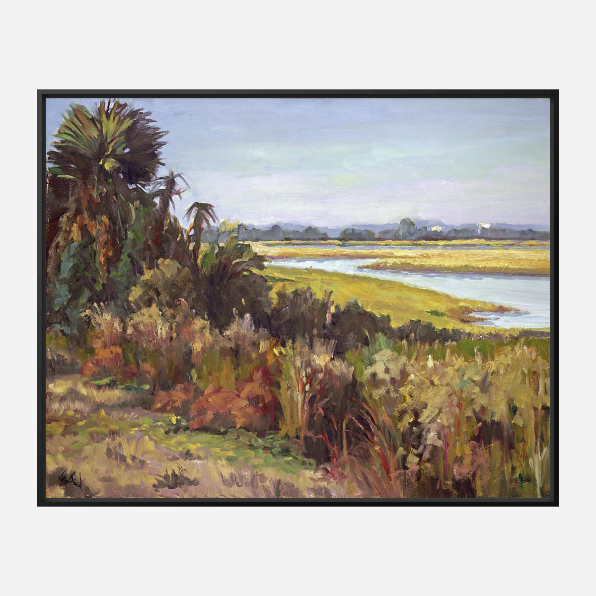 Kiawah Marsh with Palms Artist Enhanced Canvas Print