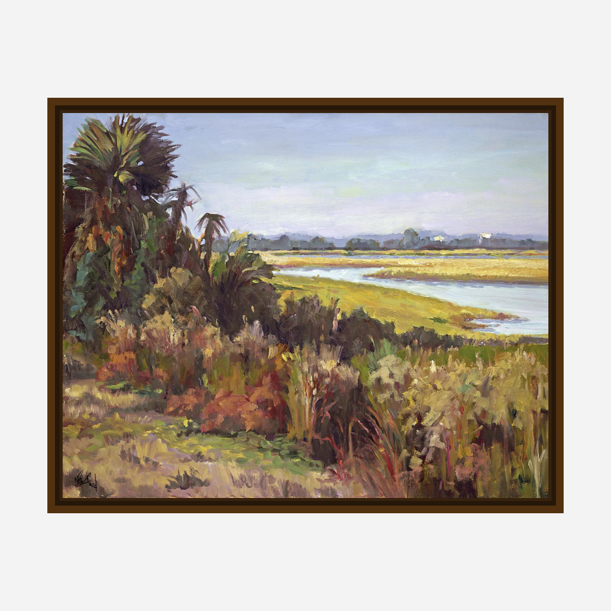 Kiawah Marsh with Palms Artist Enhanced Canvas Print