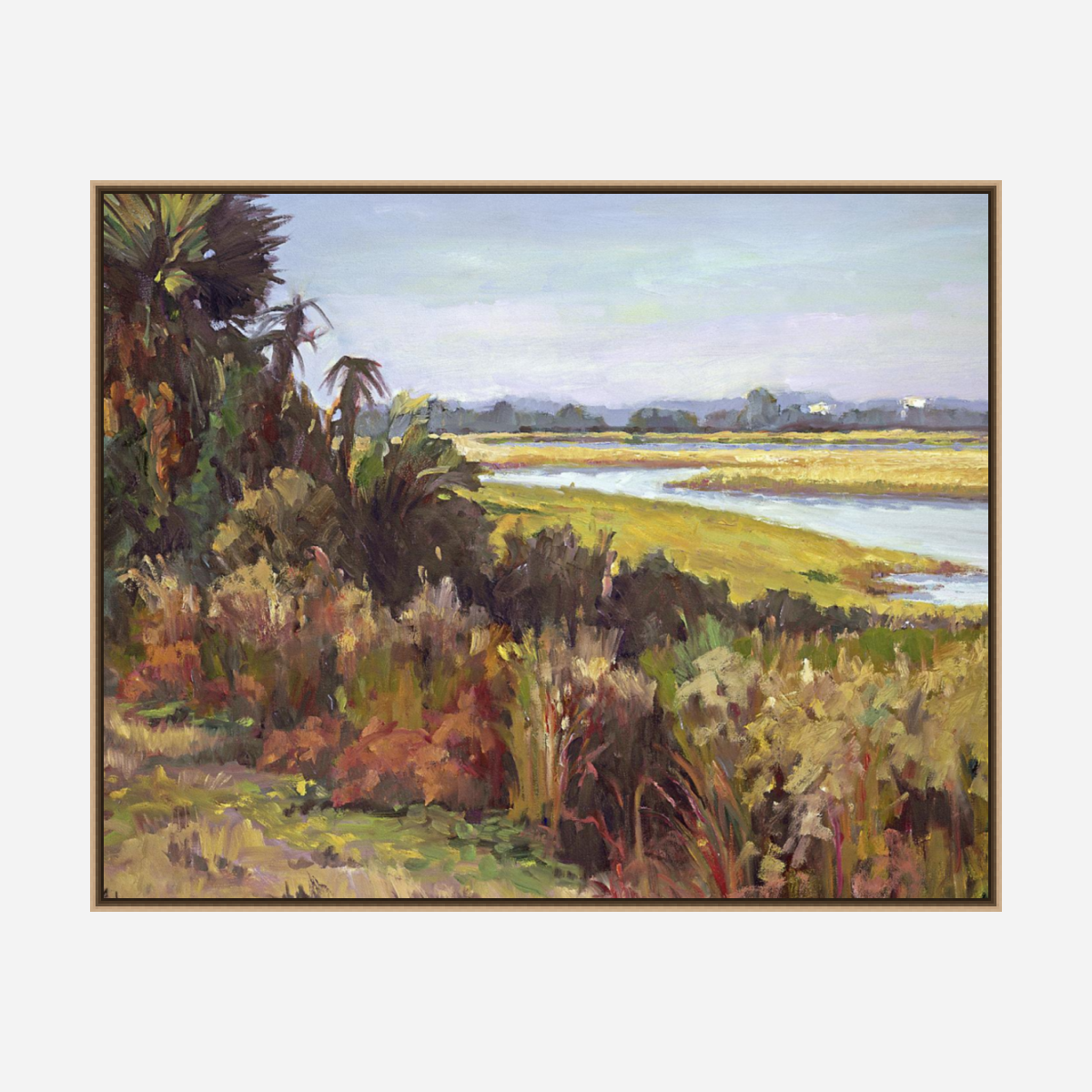 Kiawah Marsh with Palms Artist Enhanced Canvas Print