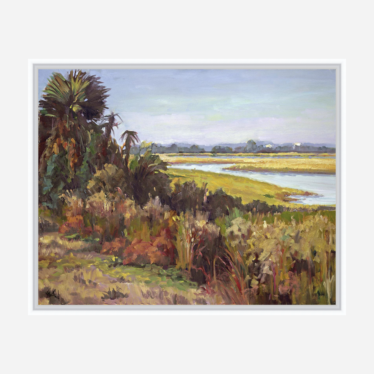 Kiawah Marsh with Palms Artist Enhanced Canvas Print