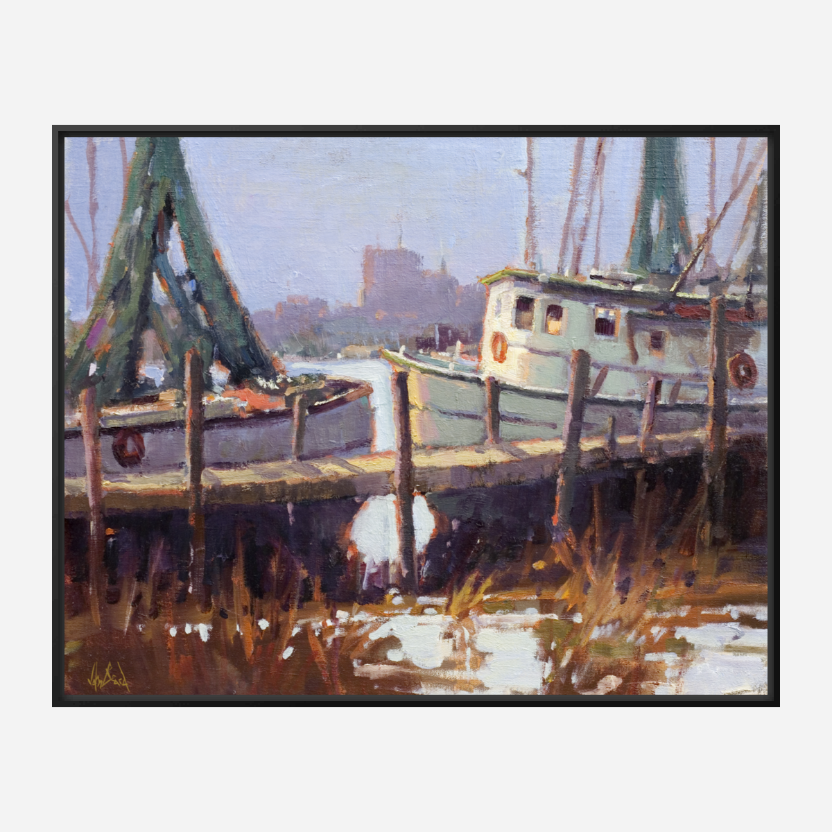 Low Country Docks Artist Enhanced Canvas Print