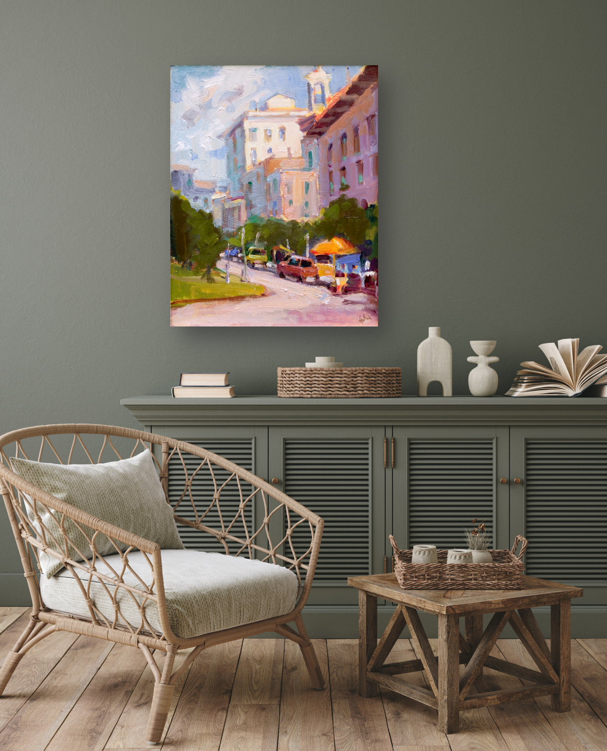 Midday Downtown Enhanced Canvas Print