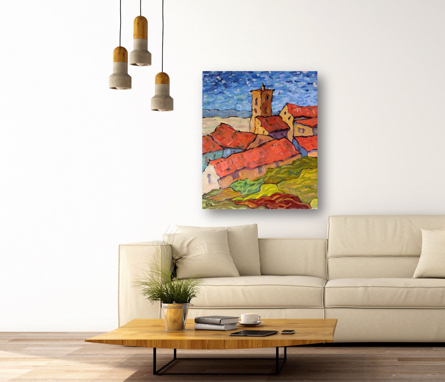 Nightfall in Cortona Artist Enhanced Canvas Print