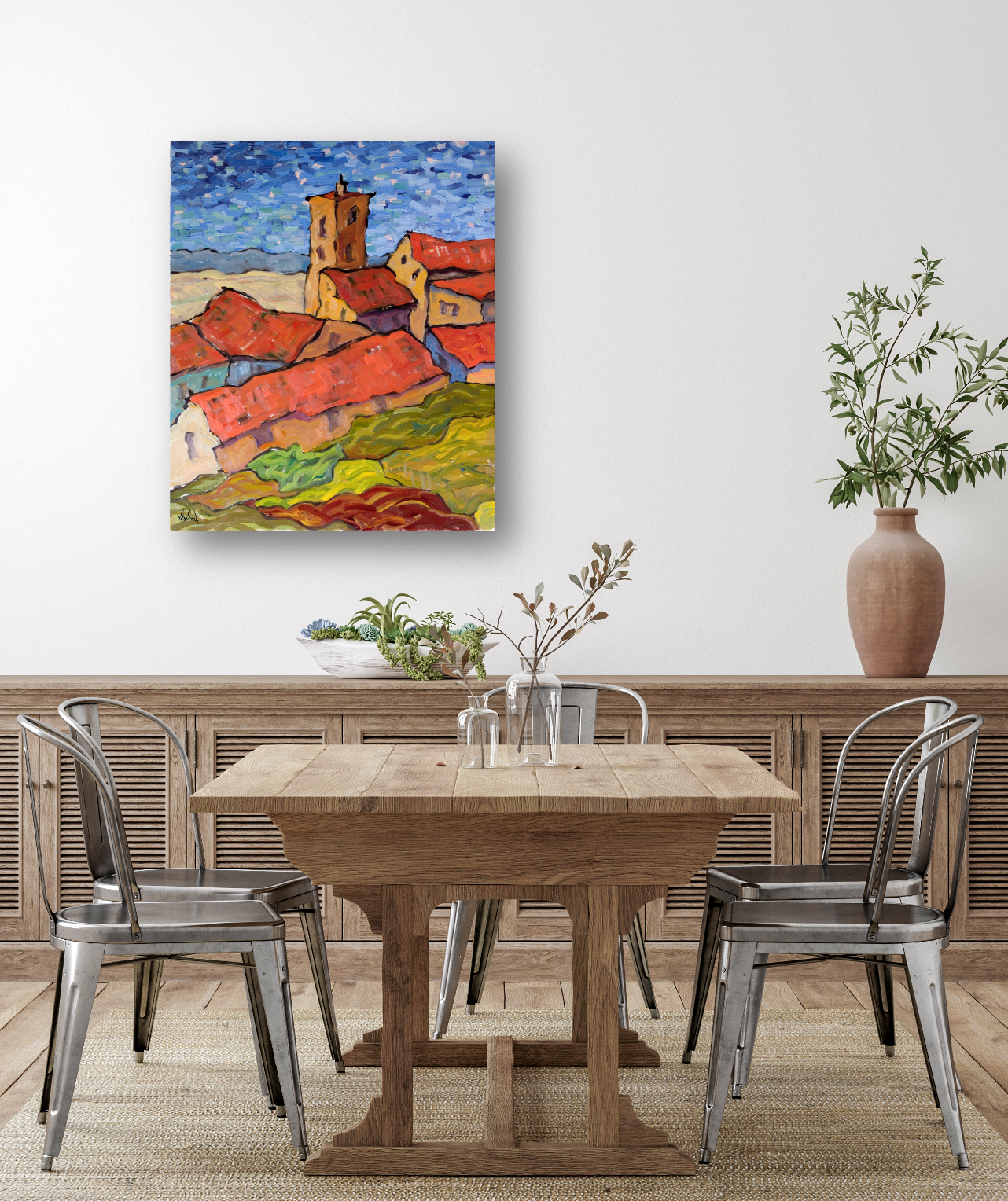 Nightfall in Cortona Artist Enhanced Canvas Print