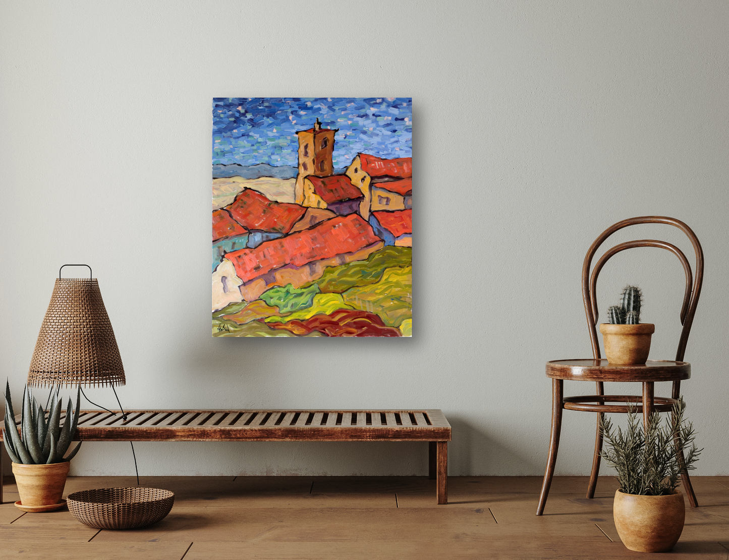 Nightfall in Cortona Artist Enhanced Canvas Print