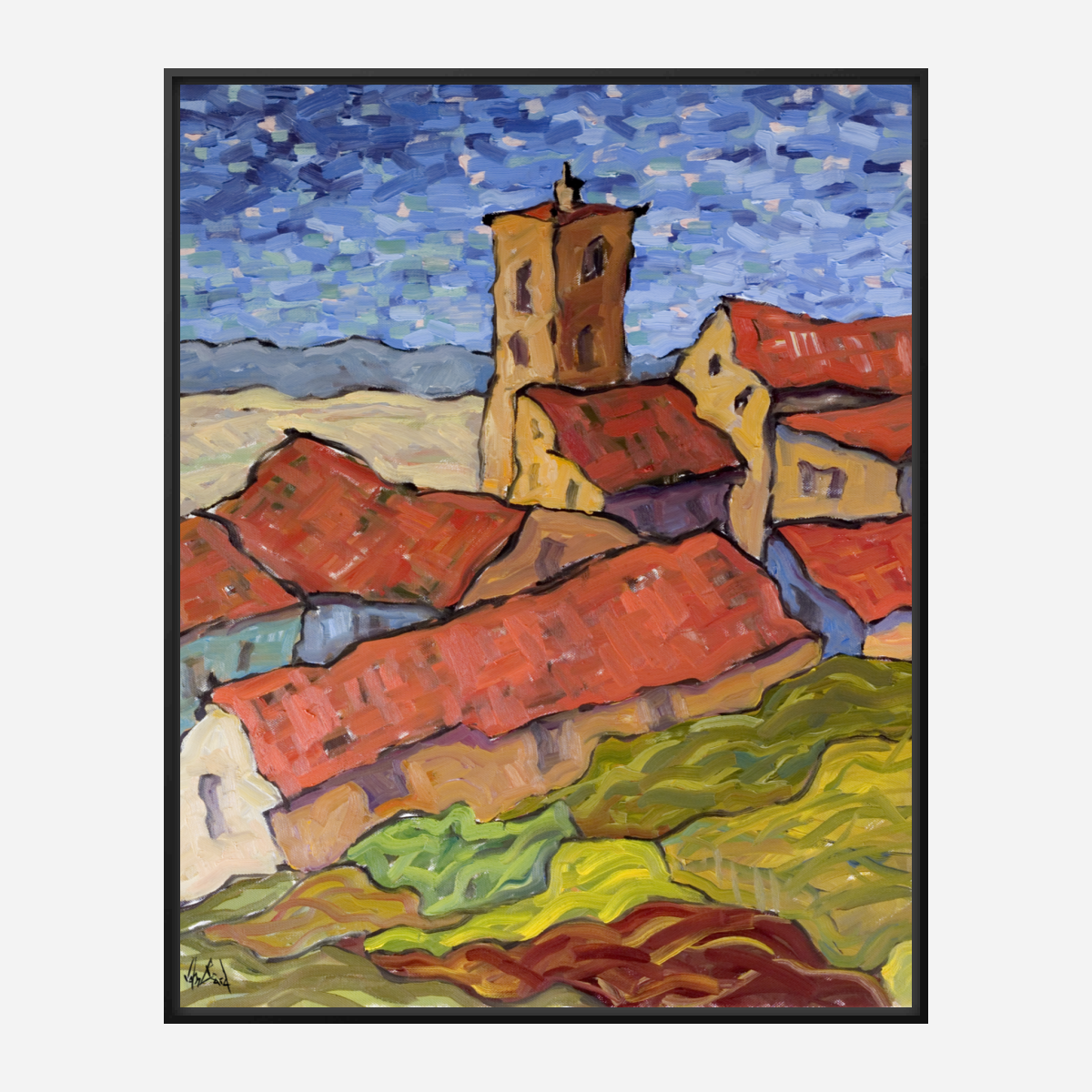 Nightfall in Cortona Artist Enhanced Canvas Print