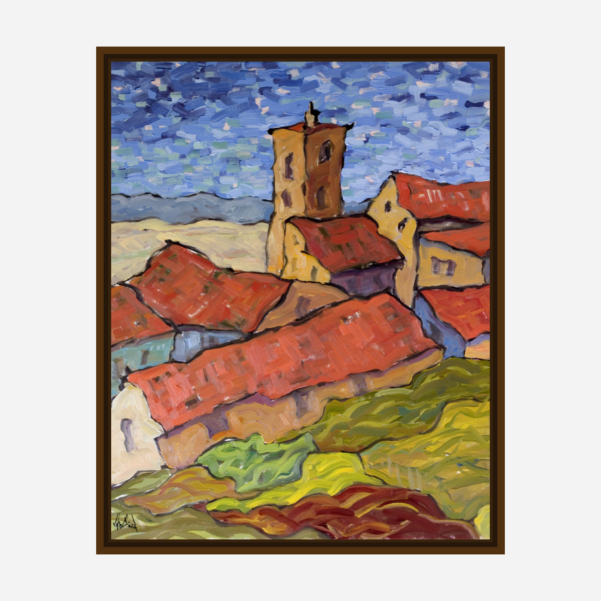 Nightfall in Cortona Artist Enhanced Canvas Print