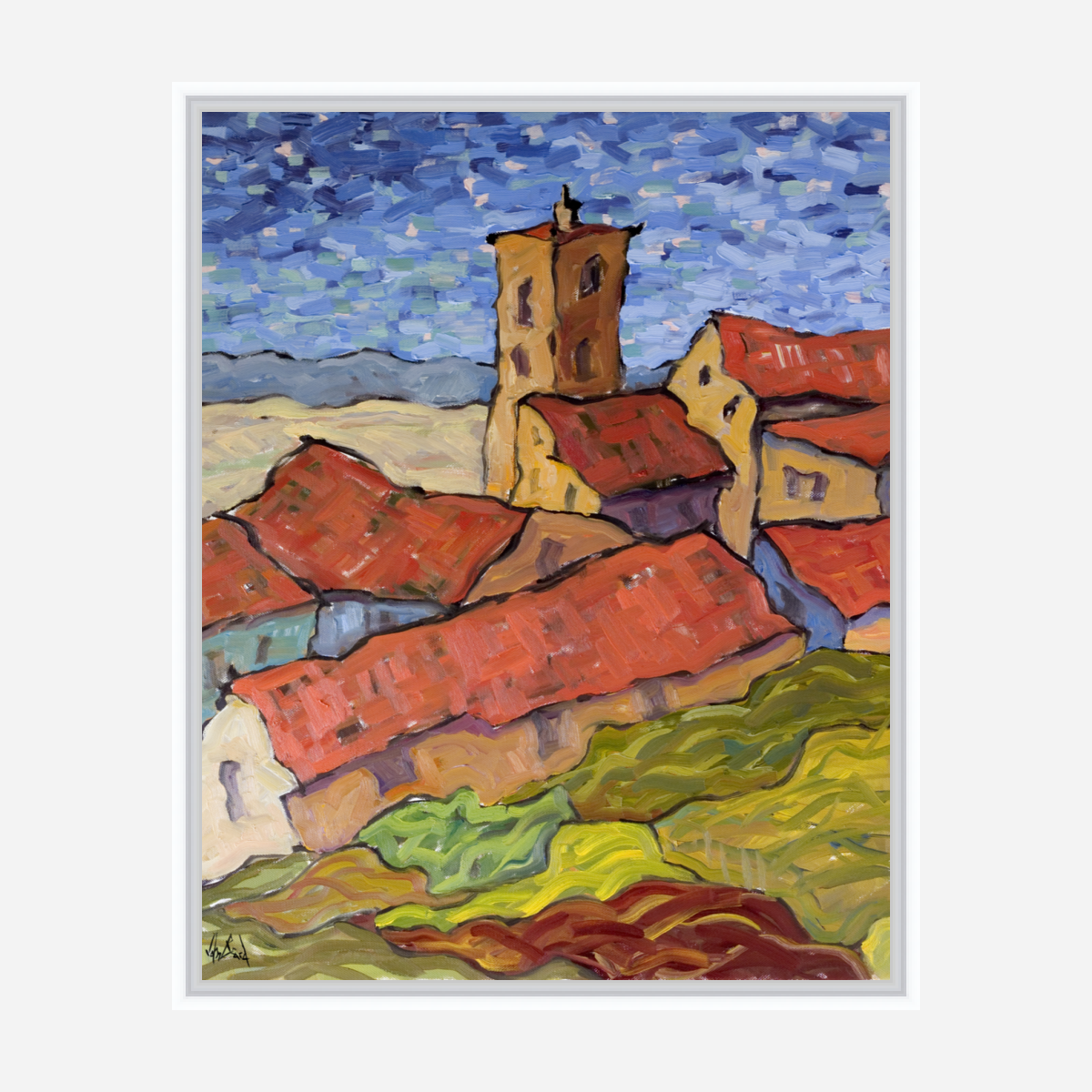 Nightfall in Cortona Artist Enhanced Canvas Print