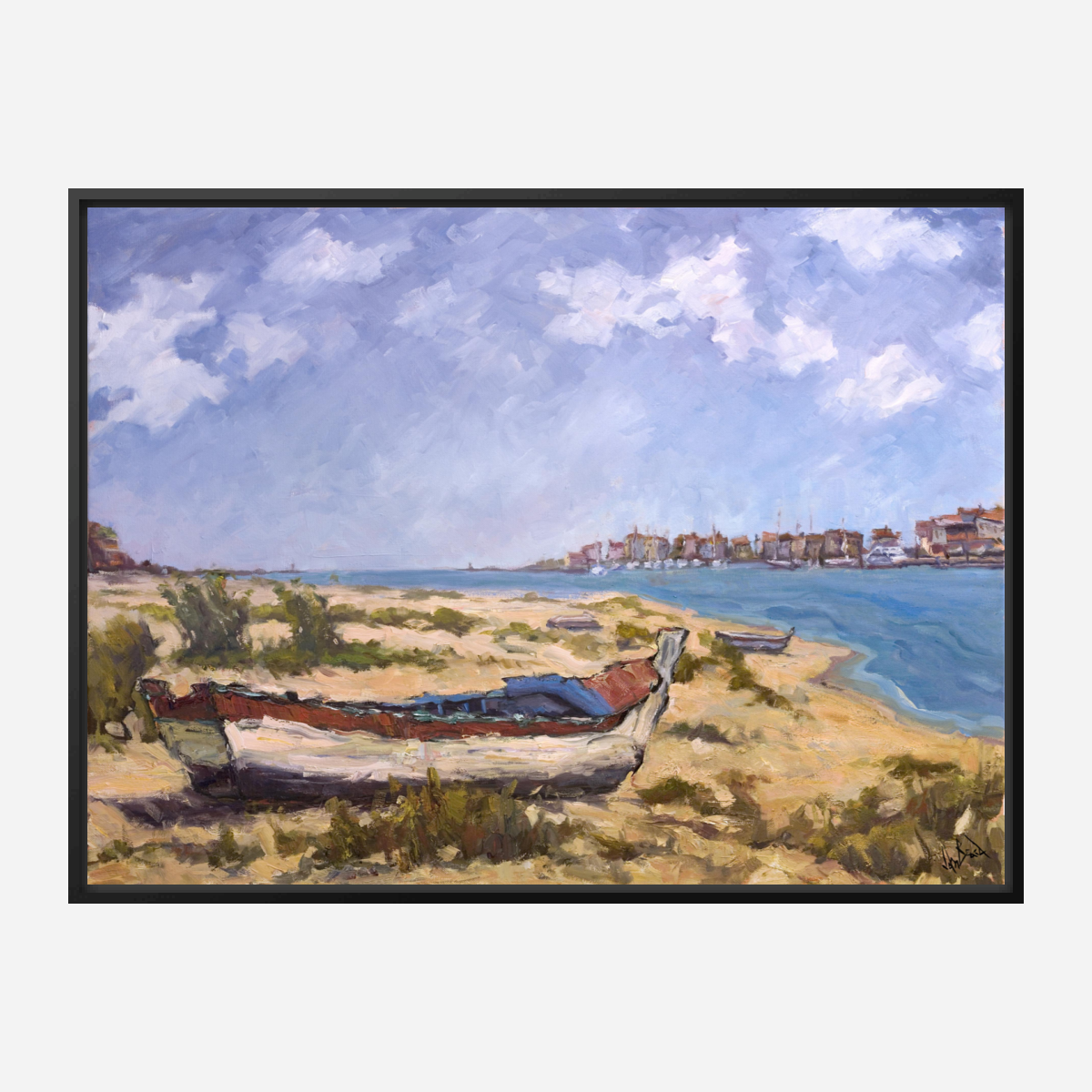 On the Beach Artist Enhanced Canvas Print