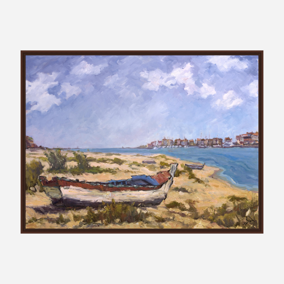 On the Beach Artist Enhanced Canvas Print