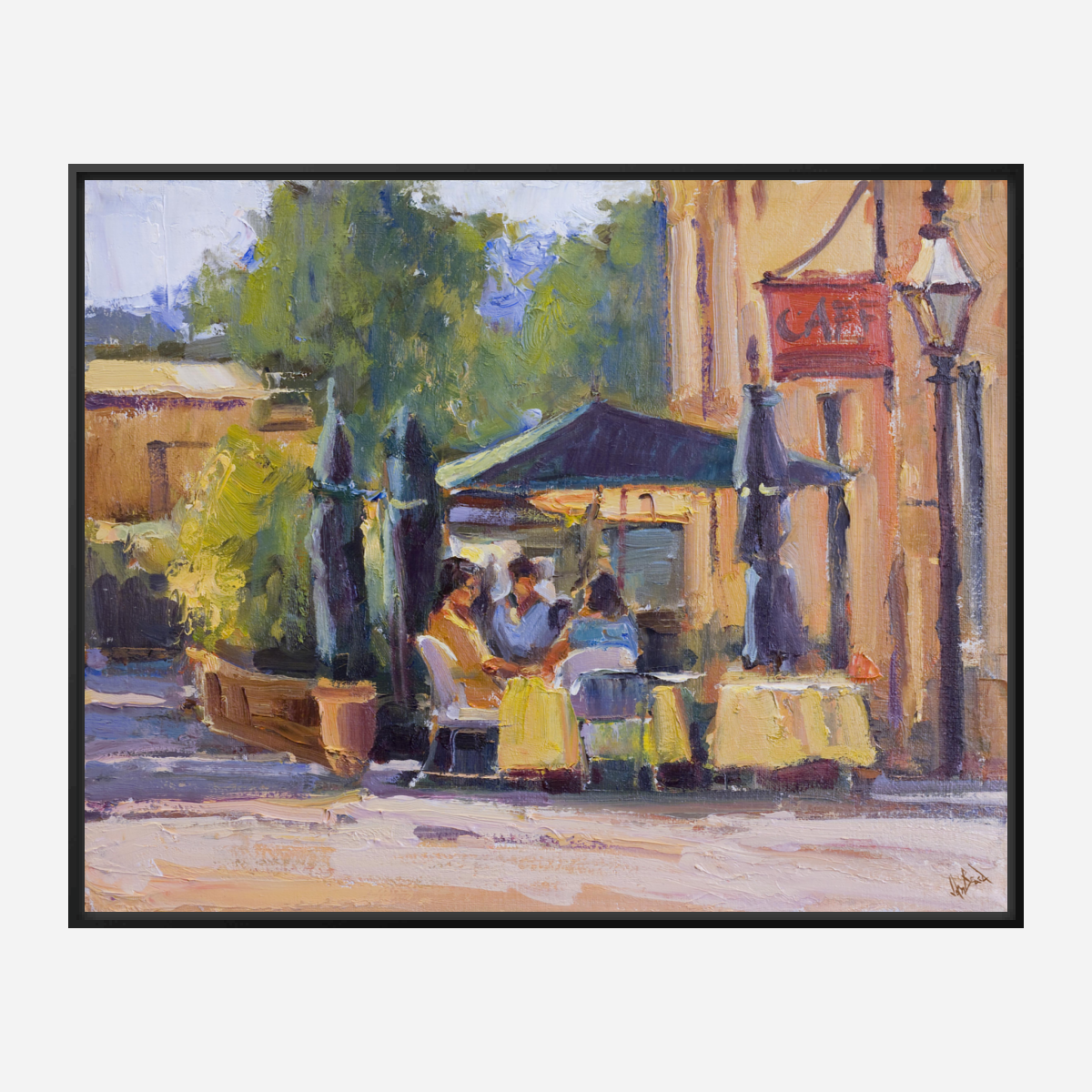 Outdoor Cafe Enhanced Canvas Print