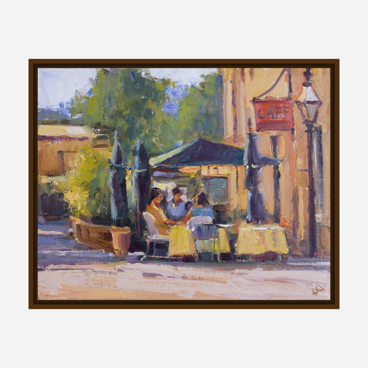 Outdoor Cafe Enhanced Canvas Print