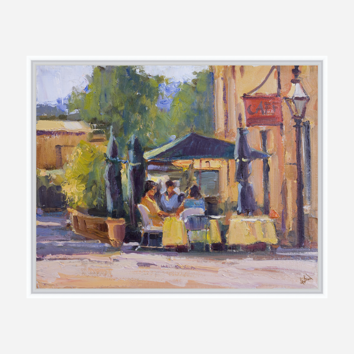 Outdoor Cafe Enhanced Canvas Print