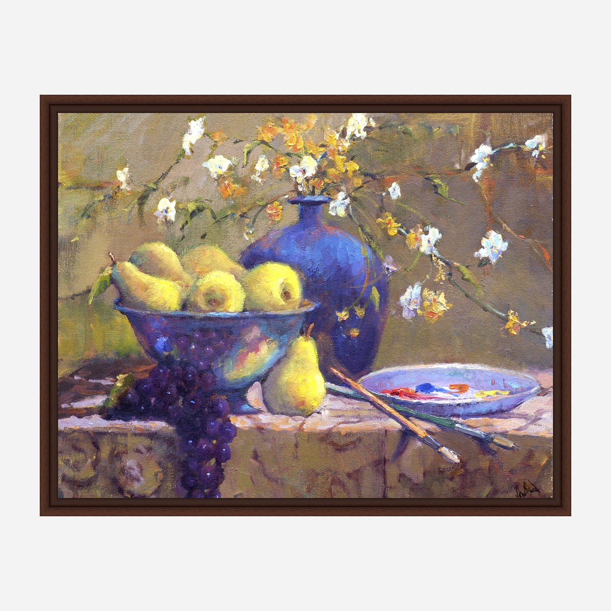 Pears in Bowl Artist Enhanced Canvas Print