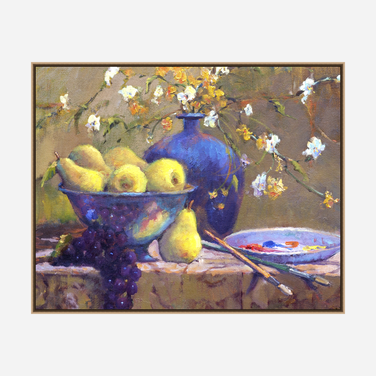 Pears in Bowl Artist Enhanced Canvas Print