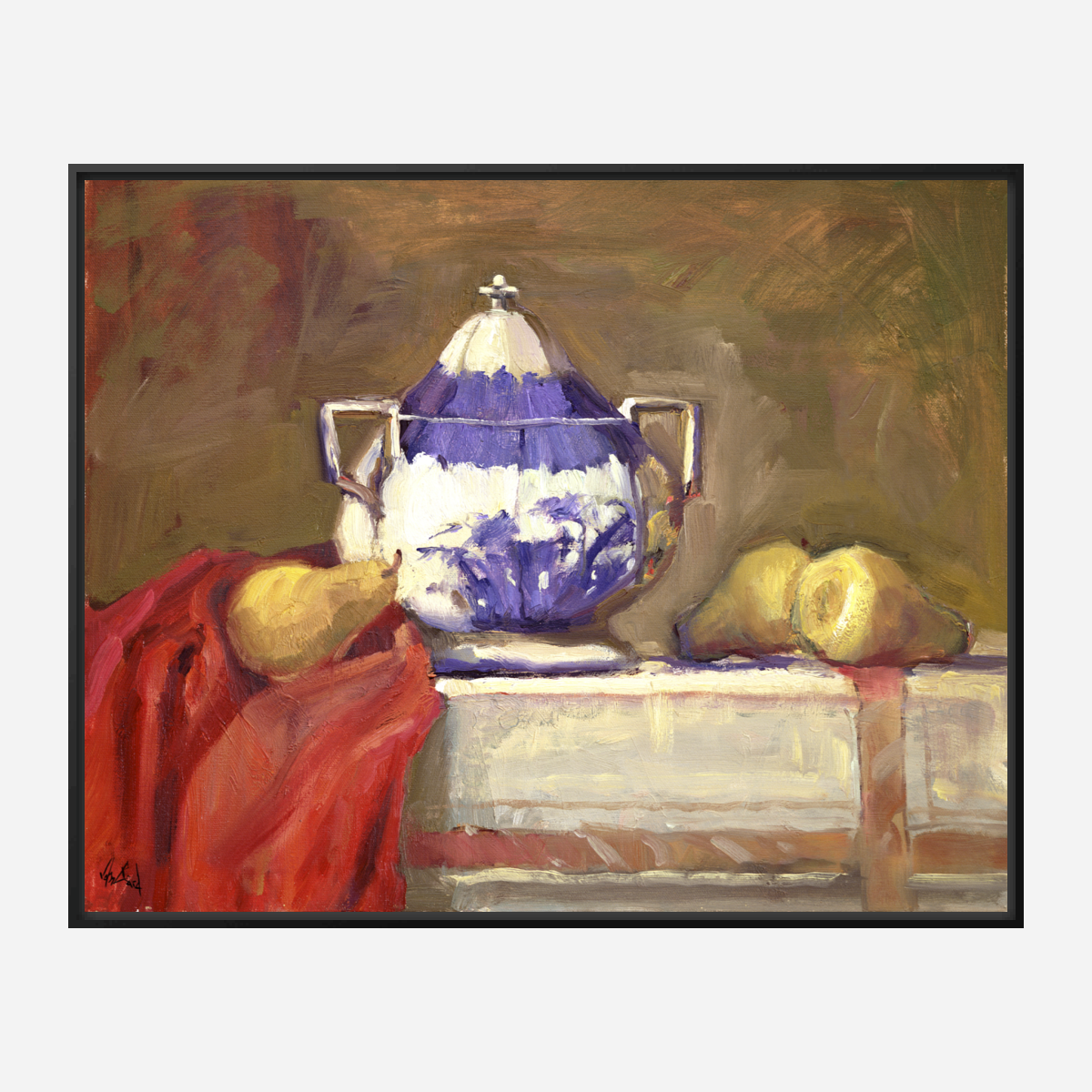 Pears Still Life Artist Enhanced Canvas Print