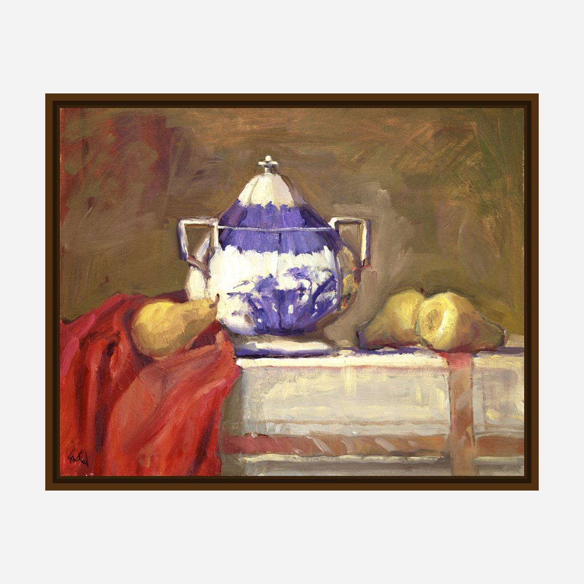 Pears Still Life Artist Enhanced Canvas Print