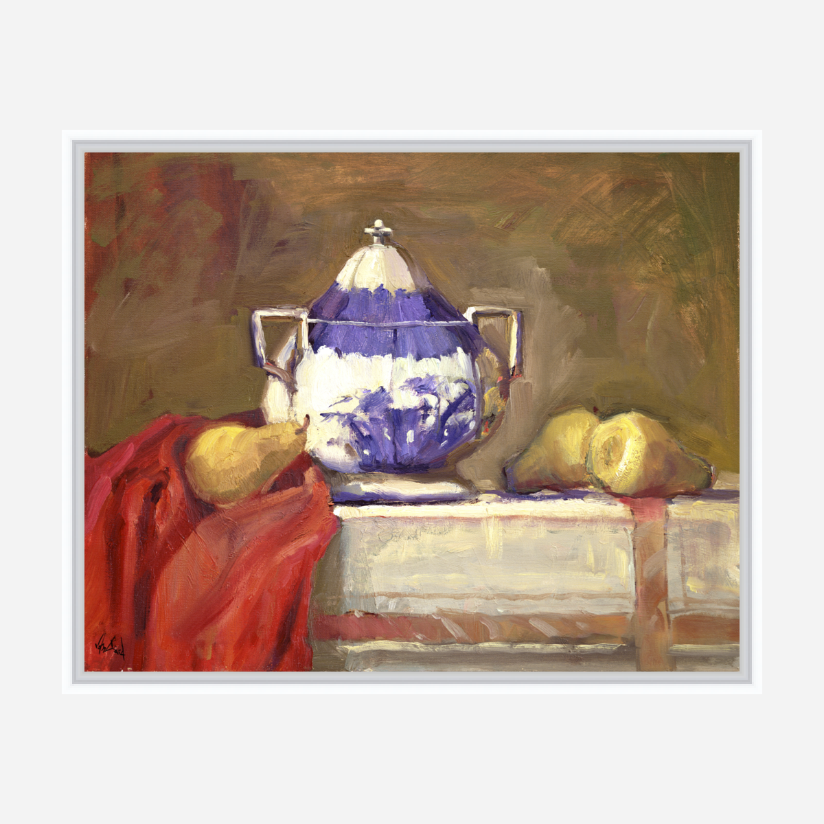 Pears Still Life Artist Enhanced Canvas Print