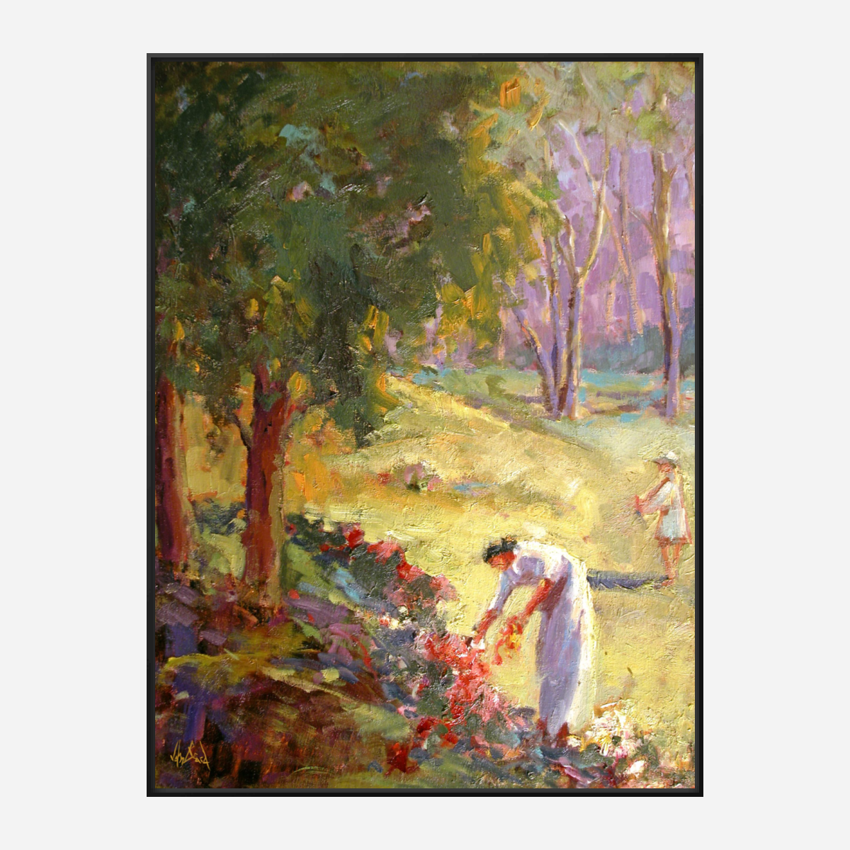 Picking Flowers Artist Enhanced Canvas Print