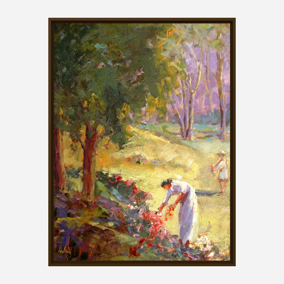 Picking Flowers Artist Enhanced Canvas Print