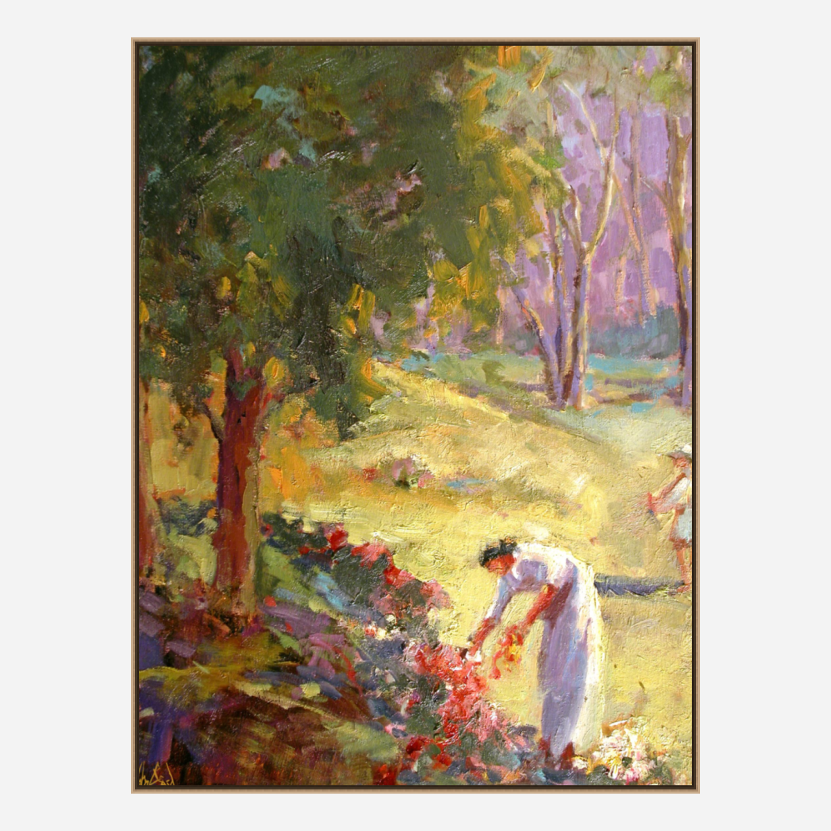 Picking Flowers Artist Enhanced Canvas Print