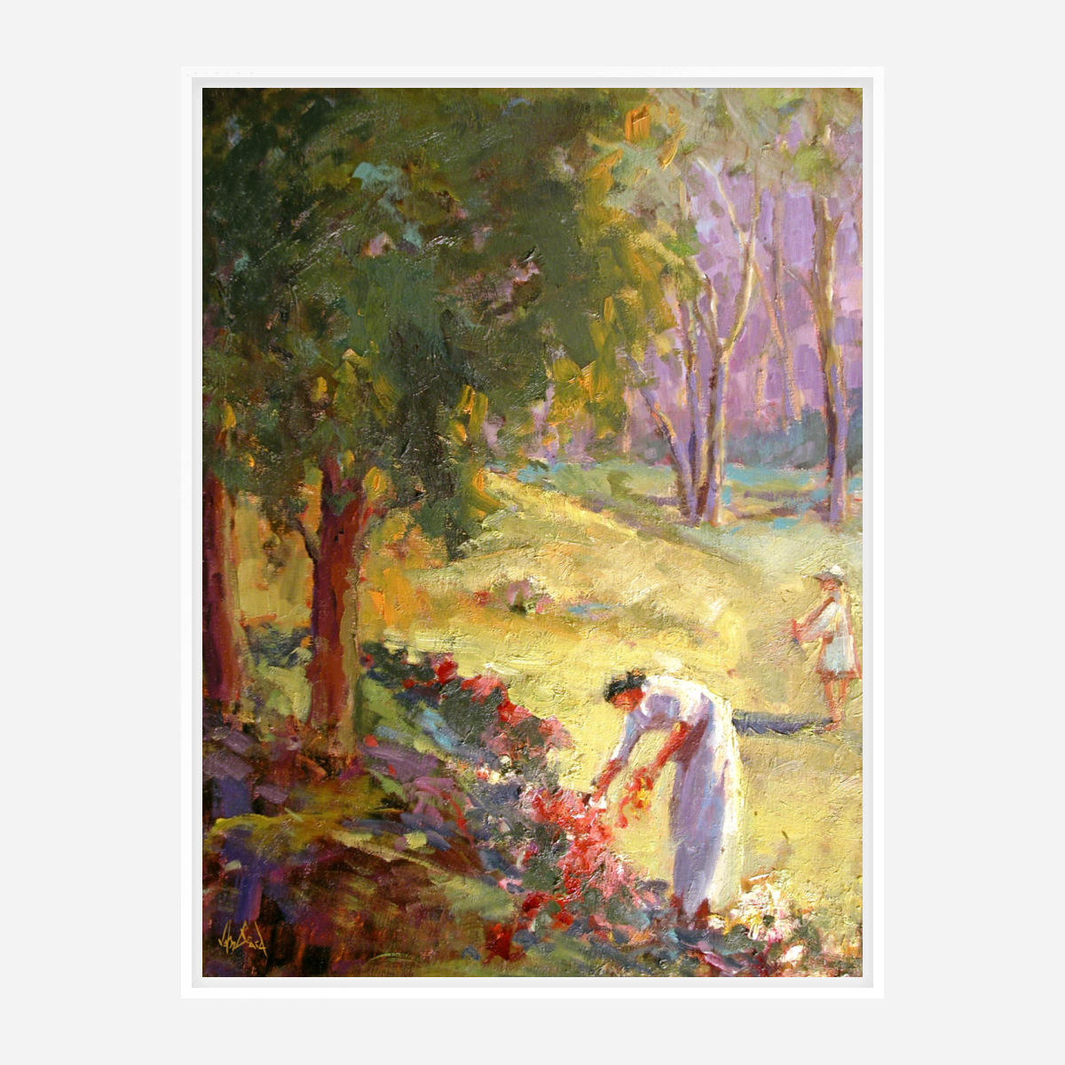 Picking Flowers Artist Enhanced Canvas Print