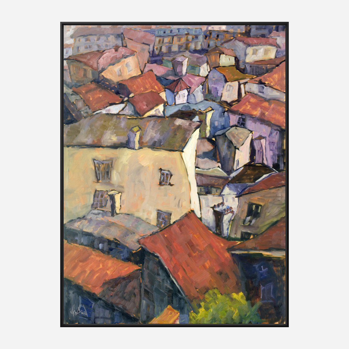 Portuguese Rooftops Artist Enhanced Canvas Print