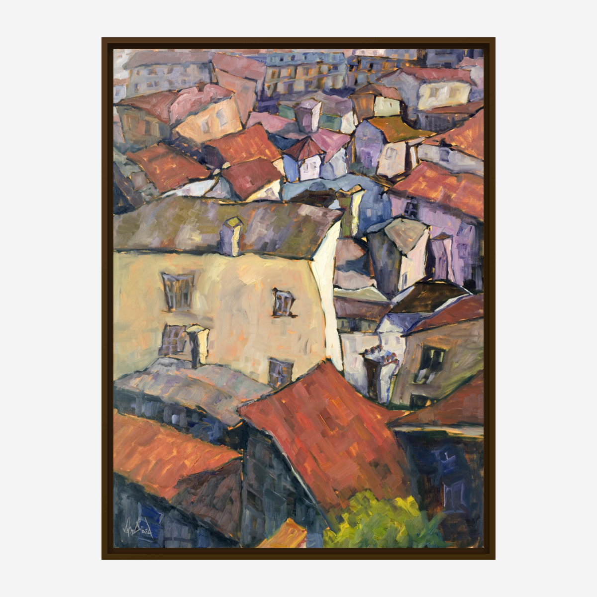 Portuguese Rooftops Artist Enhanced Canvas Print