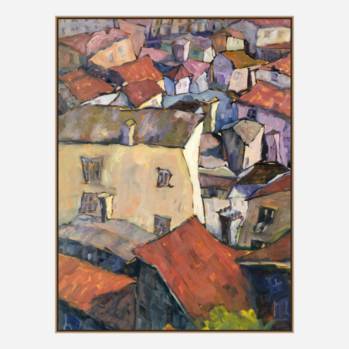 Portuguese Rooftops Artist Enhanced Canvas Print