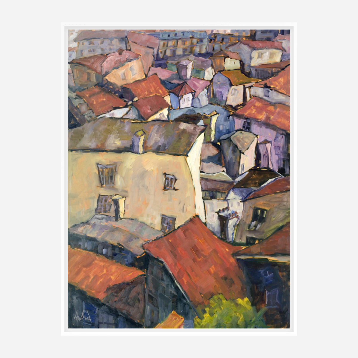 Portuguese Rooftops Artist Enhanced Canvas Print