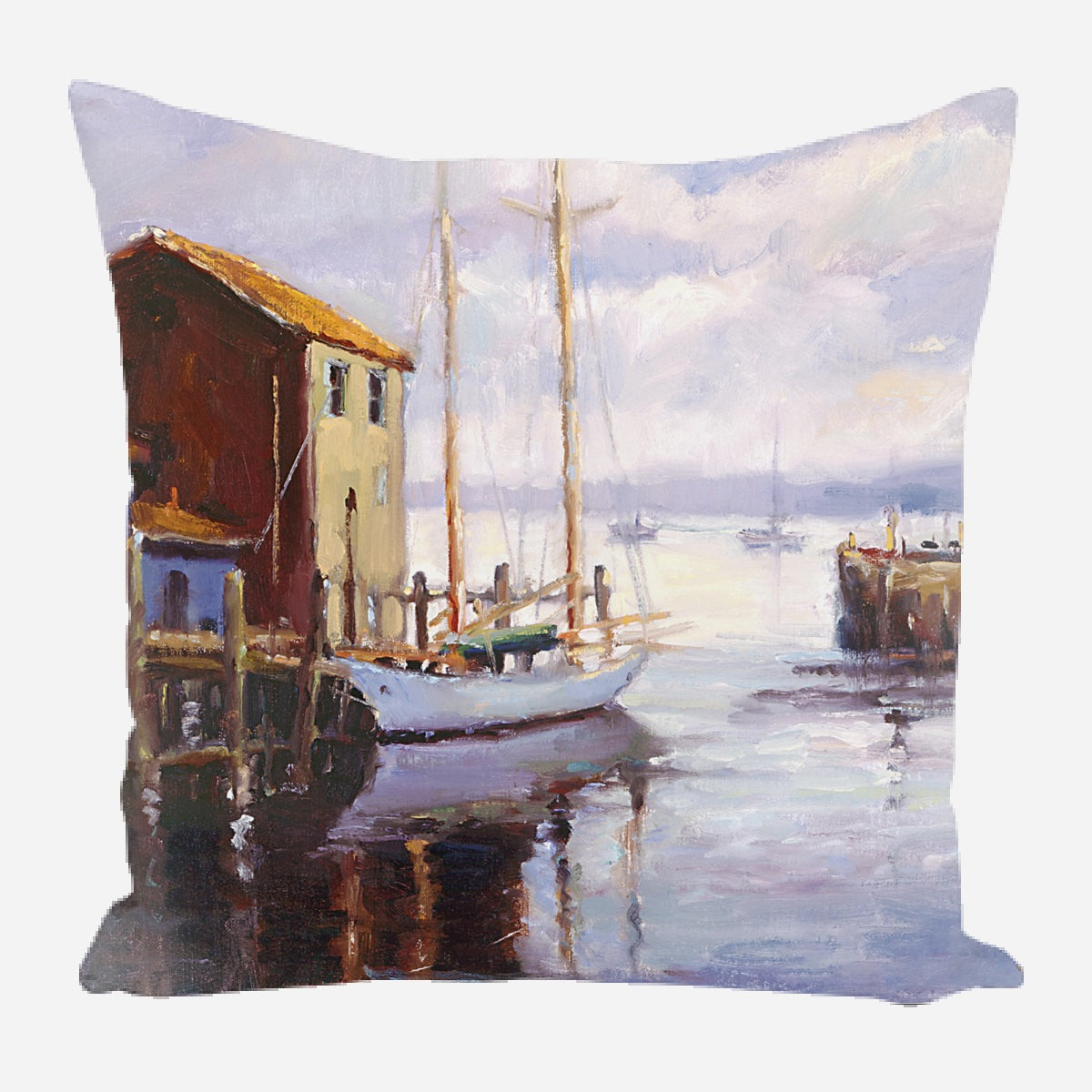 Portuguese Sailboat in Harbor Pillow