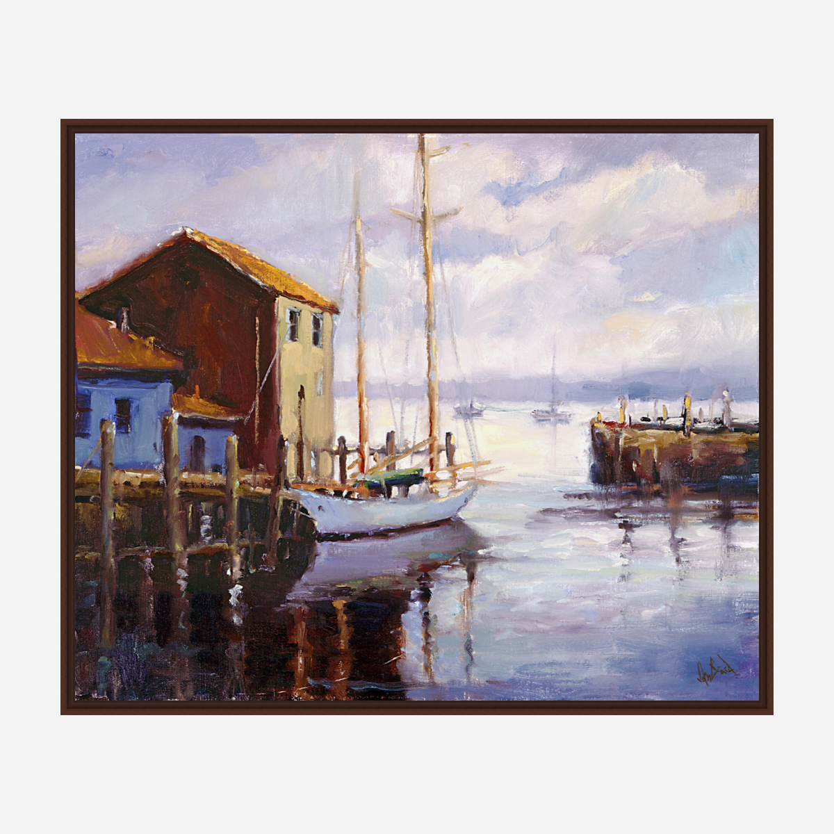 Portuguese Sailboat in Harbor Artist Enhanced Canvas Print