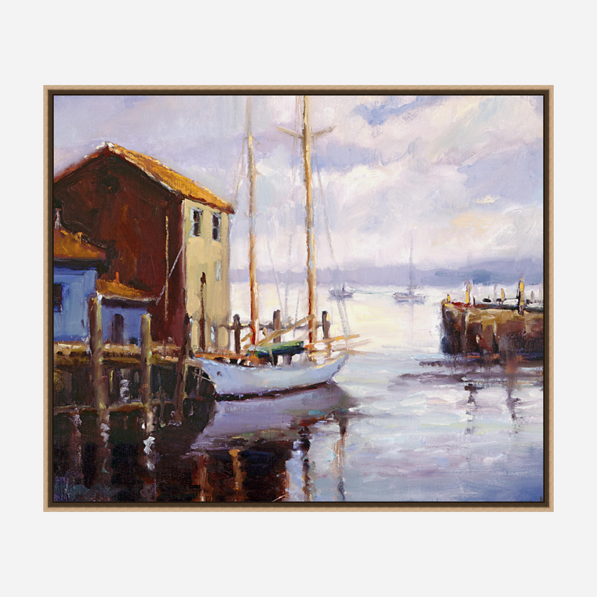 Portuguese Sailboat in Harbor Artist Enhanced Canvas Print